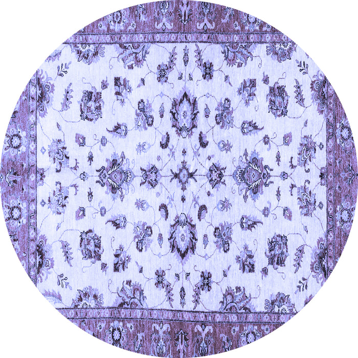 Round Machine Washable Oriental Blue Traditional Rug, wshabs3195blu