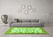 Machine Washable Oriental Green Traditional Area Rugs in a Living Room,, wshabs3195grn