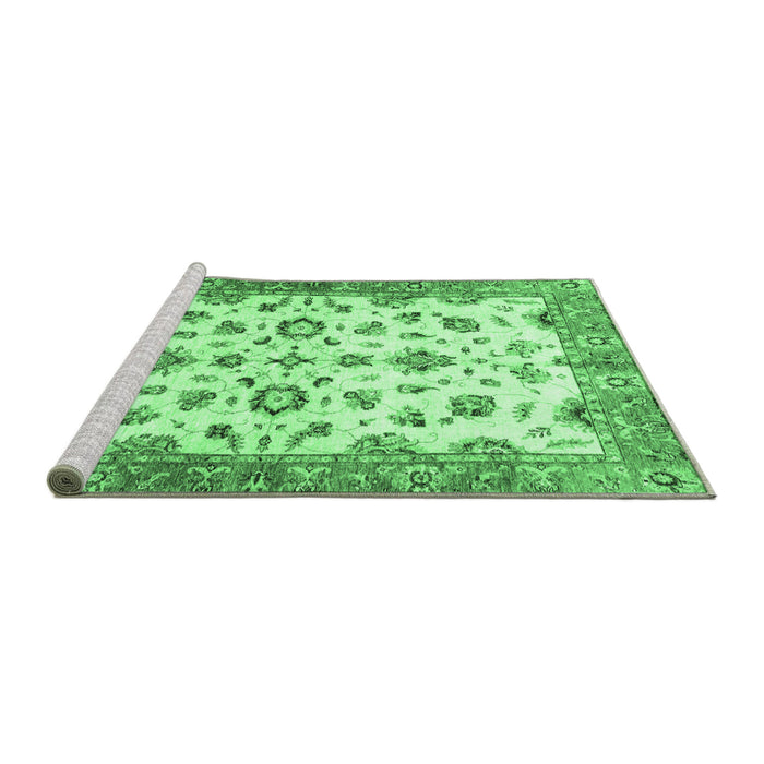 Sideview of Machine Washable Oriental Emerald Green Traditional Area Rugs, wshabs3195emgrn