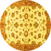 Round Oriental Yellow Traditional Rug, abs3195yw