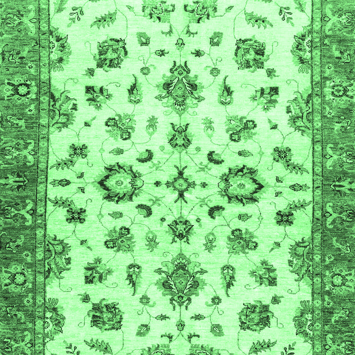 Machine Washable Oriental Emerald Green Traditional Area Rugs, wshabs3195emgrn