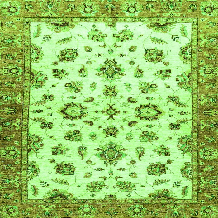 Square Machine Washable Oriental Green Traditional Area Rugs, wshabs3195grn
