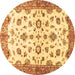 Round Machine Washable Oriental Brown Traditional Rug, wshabs3195brn