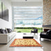 Square Abstract Chrome Gold Yellow Oriental Rug in a Living Room, abs3195