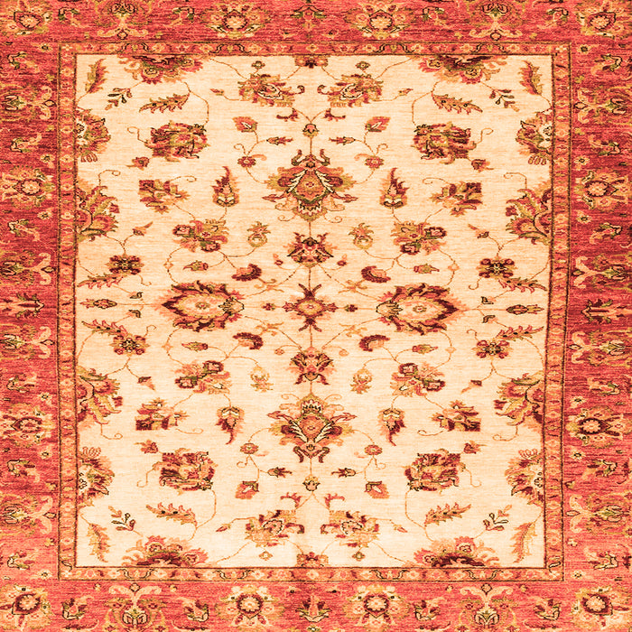 Square Oriental Orange Traditional Rug, abs3195org