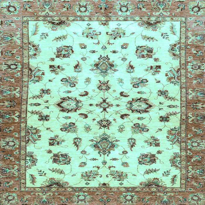 Square Machine Washable Oriental Light Blue Traditional Rug, wshabs3195lblu