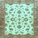 Square Machine Washable Oriental Light Blue Traditional Rug, wshabs3195lblu