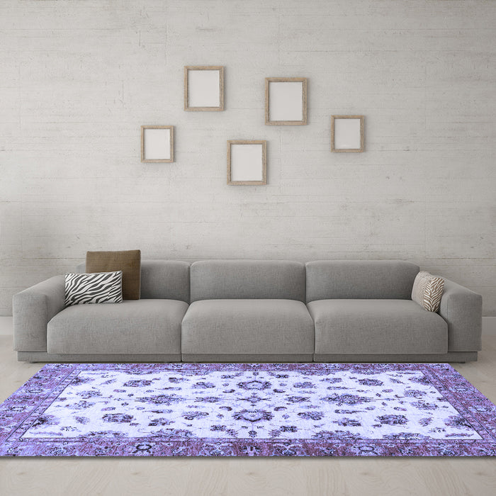 Machine Washable Oriental Blue Traditional Rug in a Living Room, wshabs3195blu
