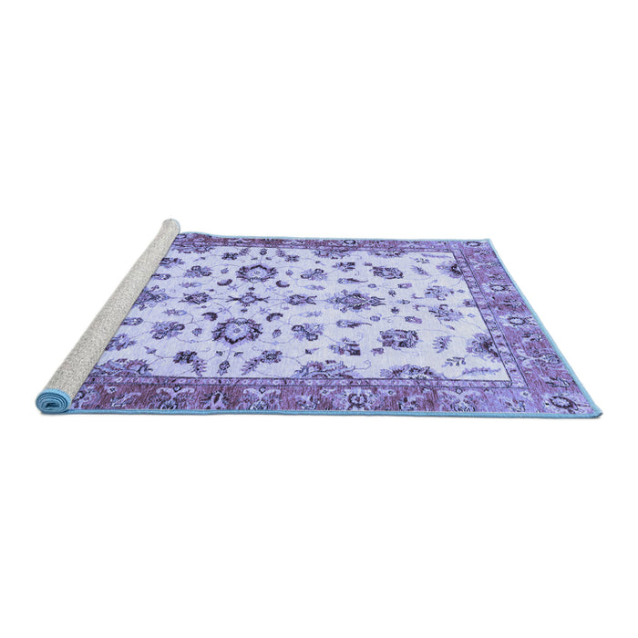 Sideview of Machine Washable Oriental Blue Traditional Rug, wshabs3195blu