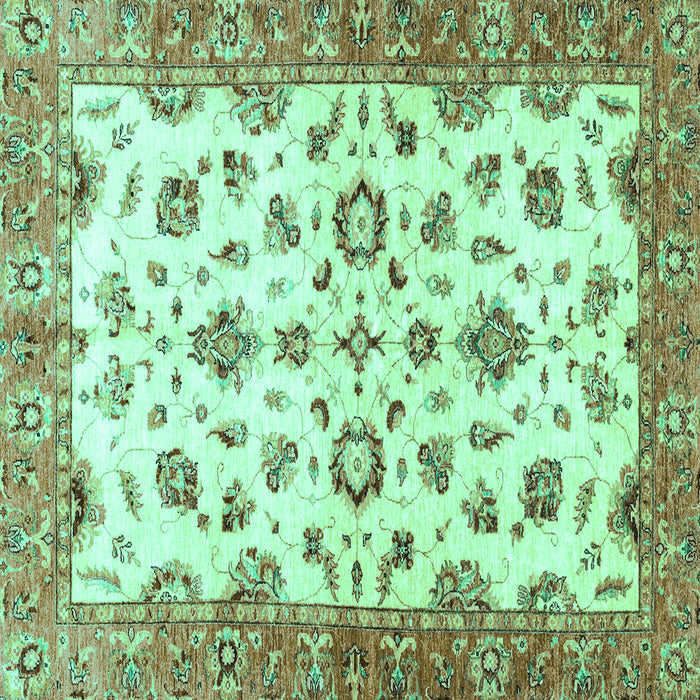 Square Machine Washable Oriental Turquoise Traditional Area Rugs, wshabs3195turq