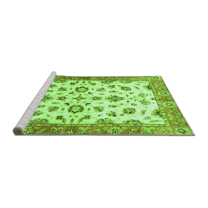 Sideview of Machine Washable Oriental Green Traditional Area Rugs, wshabs3195grn