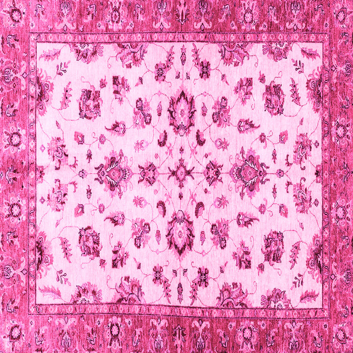 Square Machine Washable Oriental Pink Traditional Rug, wshabs3195pnk