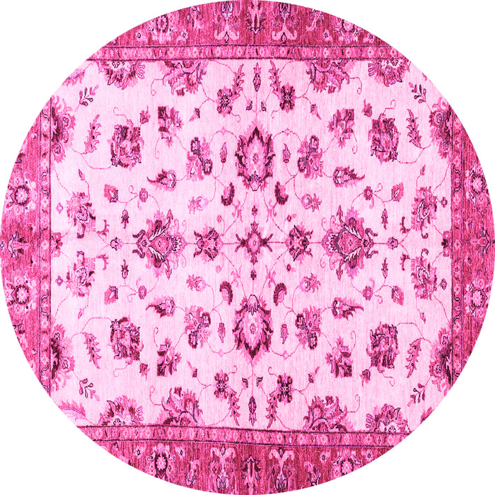 Round Oriental Pink Traditional Rug, abs3195pnk
