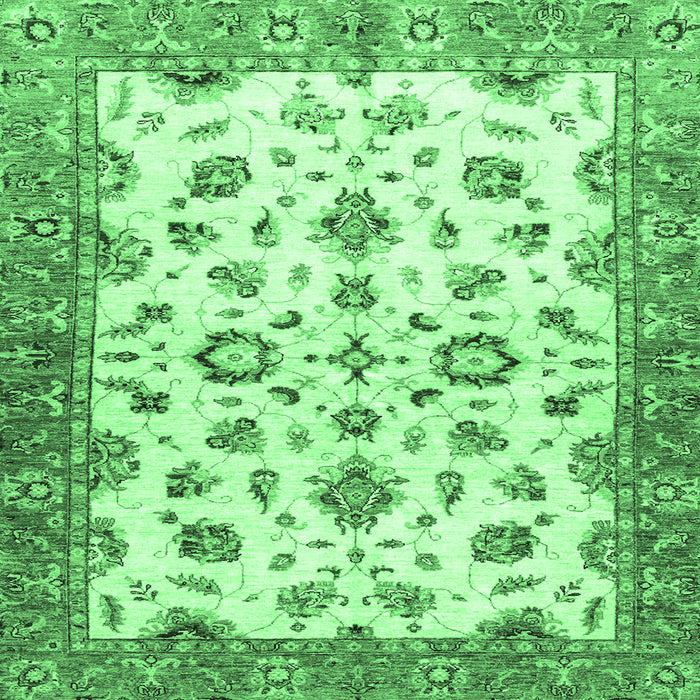 Square Machine Washable Oriental Emerald Green Traditional Area Rugs, wshabs3195emgrn