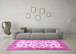 Machine Washable Oriental Purple Traditional Area Rugs in a Living Room, wshabs3195pur
