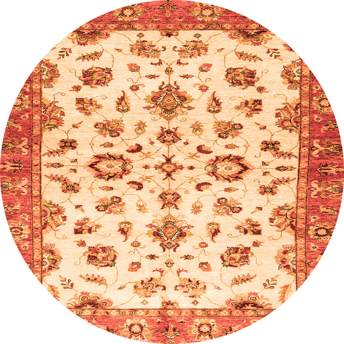 Round Oriental Orange Traditional Rug, abs3195org