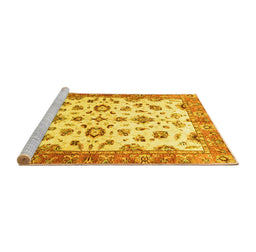 Sideview of Machine Washable Oriental Yellow Traditional Rug, wshabs3195yw
