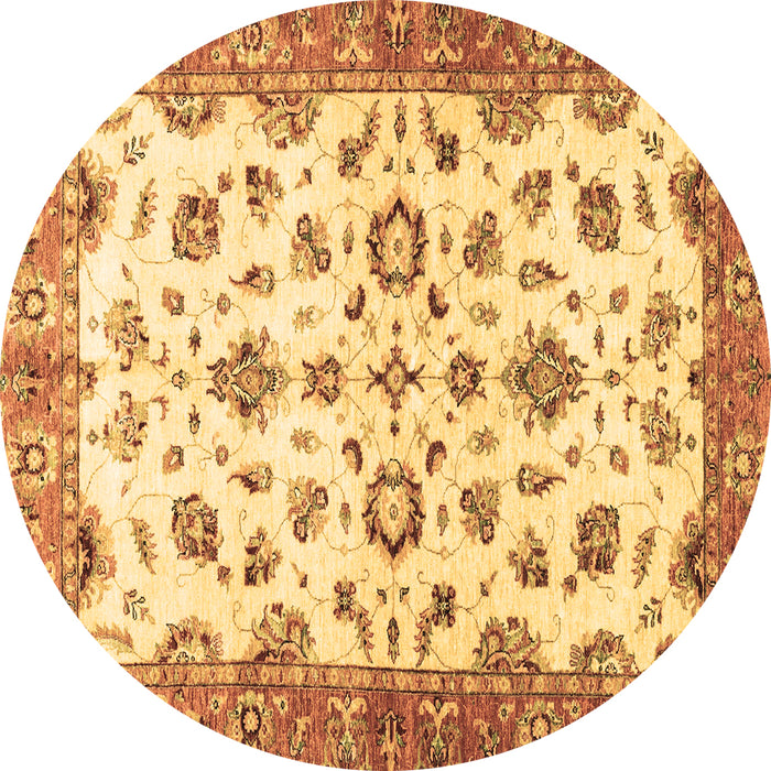 Round Oriental Brown Traditional Rug, abs3195brn