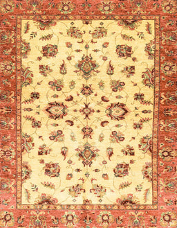 Abstract Chrome Gold Yellow Oriental Rug, abs3195