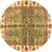 Round Machine Washable Oriental Brown Traditional Rug, wshabs3196brn