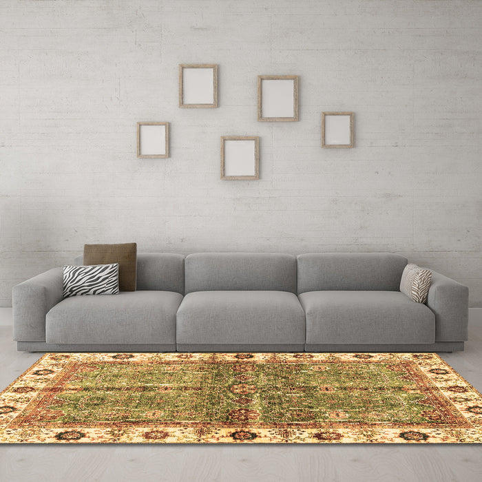 Machine Washable Oriental Brown Traditional Rug in a Living Room,, wshabs3196brn