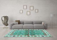 Machine Washable Oriental Light Blue Traditional Rug, wshabs3196lblu