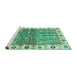 Sideview of Machine Washable Oriental Turquoise Traditional Area Rugs, wshabs3196turq