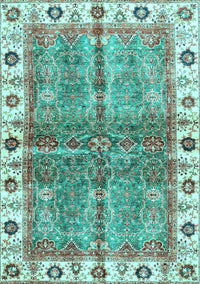 Oriental Light Blue Traditional Rug, abs3196lblu