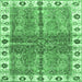 Square Oriental Emerald Green Traditional Rug, abs3196emgrn