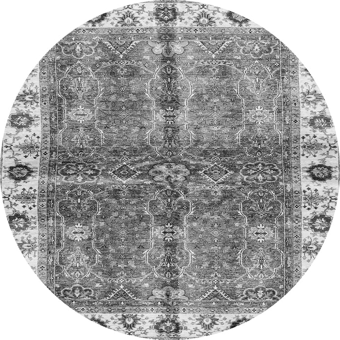 Round Machine Washable Oriental Gray Traditional Rug, wshabs3196gry