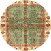 Round Machine Washable Abstract Red Rug, wshabs3196