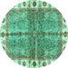 Round Oriental Turquoise Traditional Rug, abs3196turq