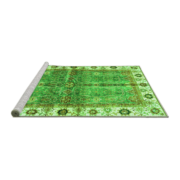 Sideview of Machine Washable Oriental Green Traditional Area Rugs, wshabs3196grn