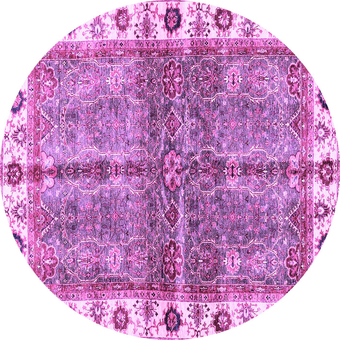 Round Machine Washable Oriental Purple Traditional Area Rugs, wshabs3196pur