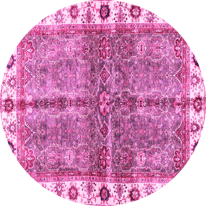 Round Oriental Pink Traditional Rug, abs3196pnk