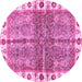 Round Oriental Pink Traditional Rug, abs3196pnk