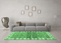 Machine Washable Oriental Emerald Green Traditional Rug, wshabs3196emgrn