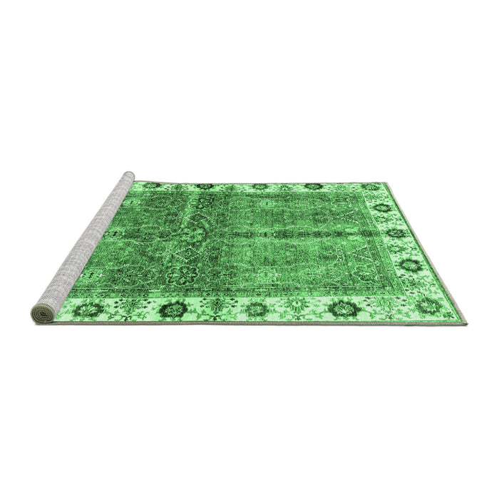 Sideview of Machine Washable Oriental Emerald Green Traditional Area Rugs, wshabs3196emgrn