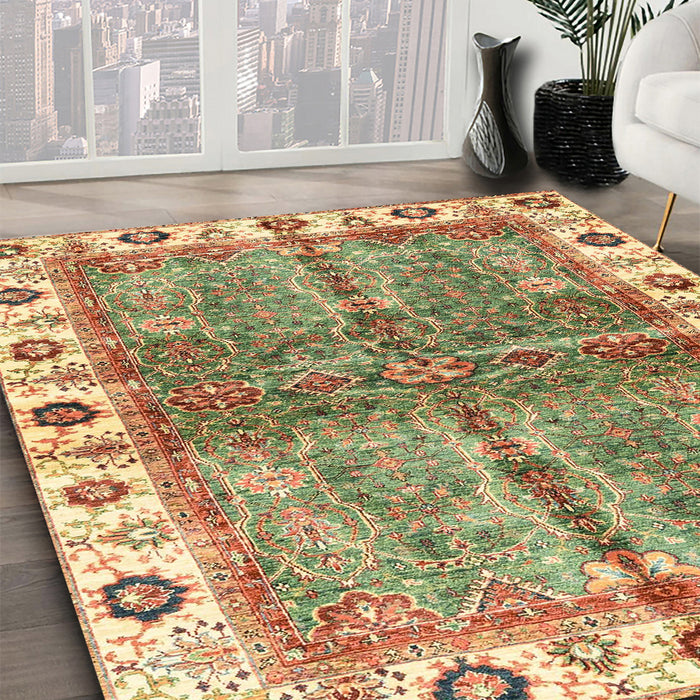Abstract Red Oriental Rug in Family Room, abs3196