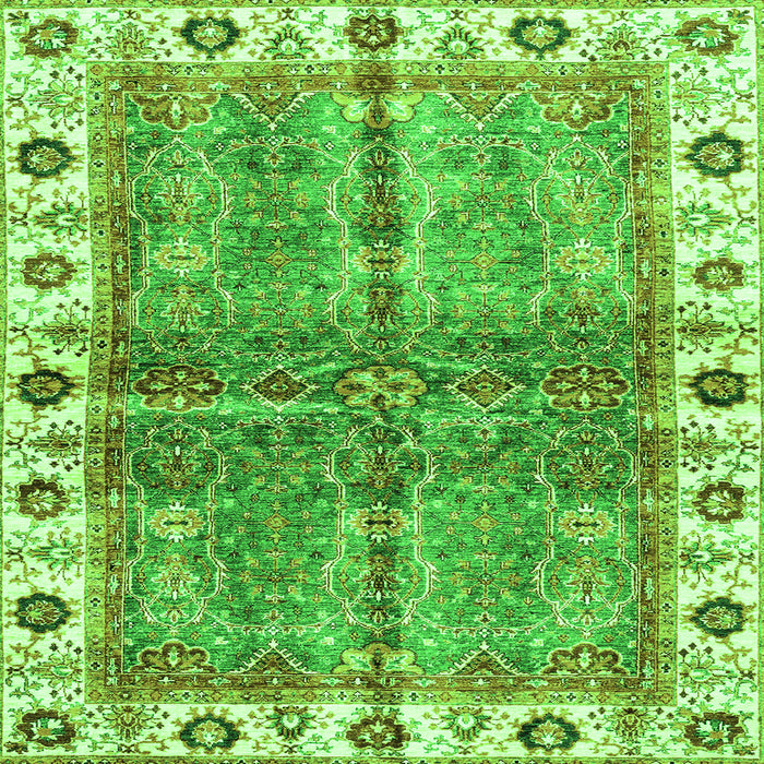 Square Machine Washable Oriental Green Traditional Area Rugs, wshabs3196grn