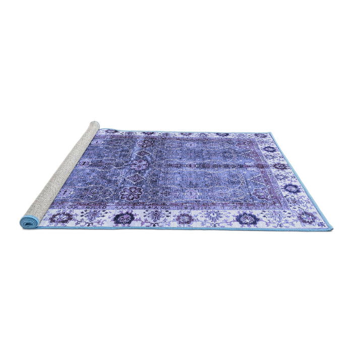 Sideview of Machine Washable Oriental Blue Traditional Rug, wshabs3196blu