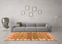 Machine Washable Oriental Orange Traditional Rug, wshabs3196org