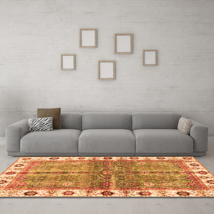 Machine Washable Oriental Orange Traditional Area Rugs in a Living Room, wshabs3196org