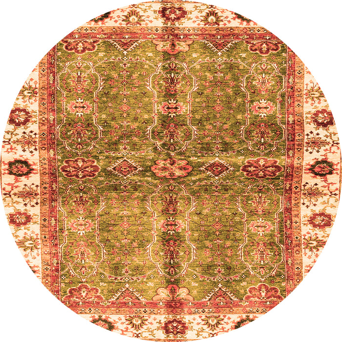 Round Oriental Orange Traditional Rug, abs3196org