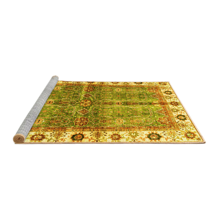 Sideview of Machine Washable Oriental Yellow Traditional Rug, wshabs3196yw