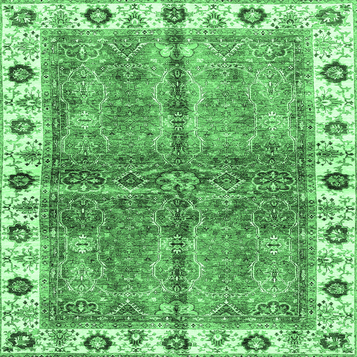 Square Machine Washable Oriental Emerald Green Traditional Area Rugs, wshabs3196emgrn