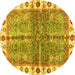 Round Oriental Yellow Traditional Rug, abs3196yw