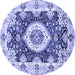 Round Machine Washable Abstract Blue Modern Rug, wshabs3197blu