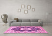 Machine Washable Abstract Pink Modern Rug in a Living Room, wshabs3197pnk