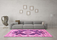 Machine Washable Abstract Pink Modern Rug, wshabs3197pnk